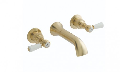 BC Designs Victrion Lever Wall Mounted Bath Filler Tap (3 Tapholes) Gold [CTB130G]