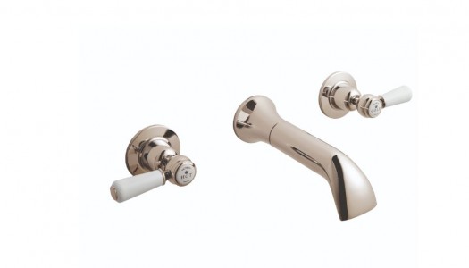 BC Designs Victrion Lever Wall Mounted Bath Filler Tap (3 Tapholes) Nickel [CTB130N]