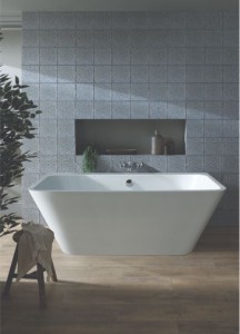 BC Designs Ancora Back To Wall Bath 1600 x 730mm (Waste Included) Gloss White [BAS024]