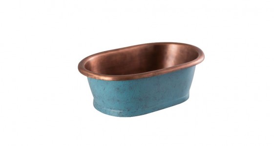 BC Designs Countertop Basin 530 x 345mm (No Tapholes) Copper/Patinata Blue [BAC054]