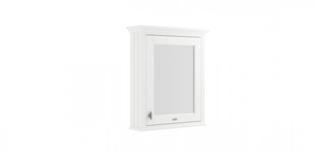 BC Designs Single Door Mirror Cabinet 750 x 600mm Nimbus White [BCMC600NW]