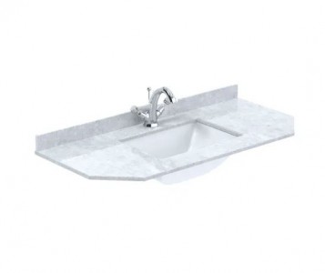 BC Designs Victrion Single Bowl with Marble Worktop (1 Taphole) 1020 x 470mm White [BCT101B]