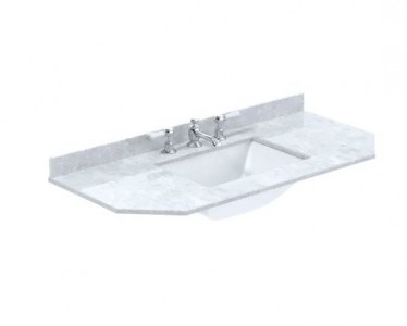 BC Designs Victrion Single Bowl with Marble Worktop (3 Tapholes) 1020 x 470mm White [BCT101B]