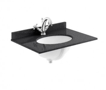 BC Designs Victrion Single Bowl with Marble Worktop (1 Taphole) 620 x 463mm Black [BCT601B]