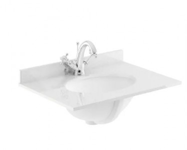 BC Designs Victrion Single Bowl with Marble Worktop (1 Taphole) 620 x 463mm White [BCT601W]