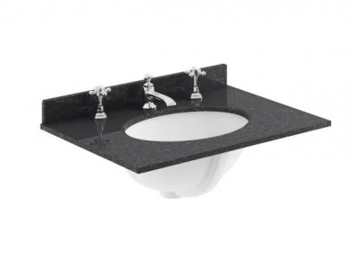 BC Designs Victrion Single Bowl with Marble Worktop (3 Tapholes) 620 x 463mm Black [BCT603B]
