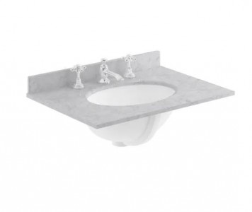BC Designs Victrion Single Bowl with Marble Worktop (3 Tapholes) 620 x 463mm Grey [BCT603G]