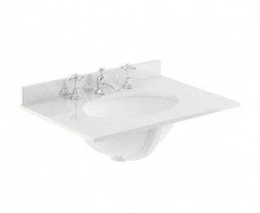 BC Designs Victrion Single Bowl with Marble Worktop (3 Tapholes) 620 x 463mm White [BCT603W]