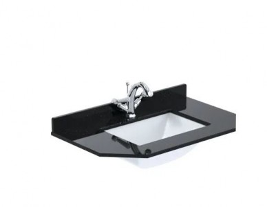 BC Designs Victrion Single Bowl with Marble Worktop (1 Taphole) 770 x 470mm Black [BCT751B]