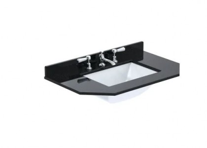 BC Designs Victrion Single Bowl with Marble Worktop (3 Tapholes) 770 x 470mm Black [BCT753B]