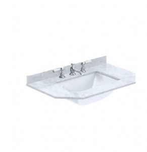 BC Designs Victrion Single Bowl with Marble Worktop (3 Tapholes) 770 x 470mm White [BCT753W]
