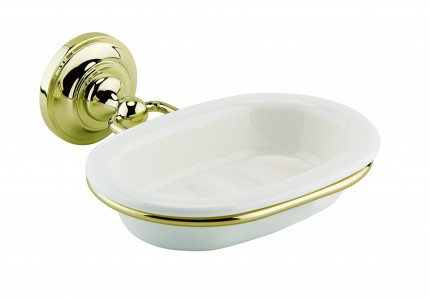 BC Designs Victrion Ceramic Soap Dish Holder 170 x 164mm Brushed Gold [CMA015BG]