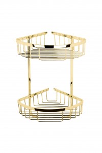 BC Designs Victrion Double Corner Shower Basket 200 x 200mm Gold [CMA055G]