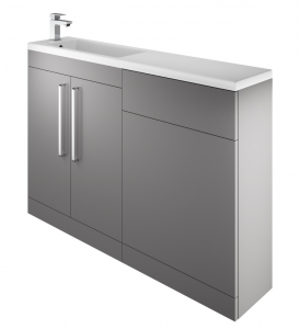 The White Space BISHBAG Scene I Shape Basin Unit with Doors - Grey (BASIN/WC UNIT/BRASSWARE NOT INCLUDED)