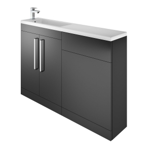The White Space BISHBGC Scene I Shape Basin Unit with Doors - Charcoal (BASIN/WC UNIT/BRASSWARE NOT INCLUDED)