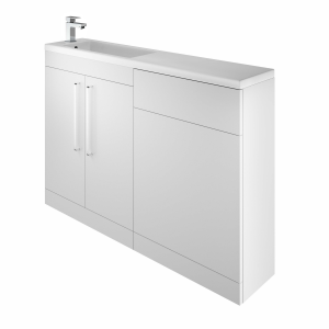 The White Space BISHBWH Scene I Shape Basin Unit with Doors - White (BASIN/WC UNIT/BRASSWARE NOT INCLUDED)