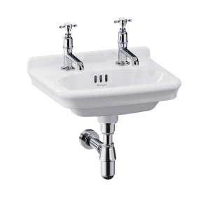 Burlington Guild Cloakroom Wash Basin 450mm (2 Tapholes) White (Brassware NOT Included) [GU0452SCW]