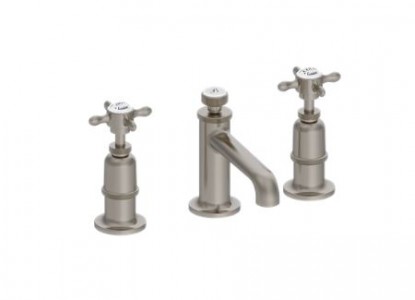Burlington Guild Basin Mixer Tap (3 Tapholes) Brushed Nickel [GU135DNL]