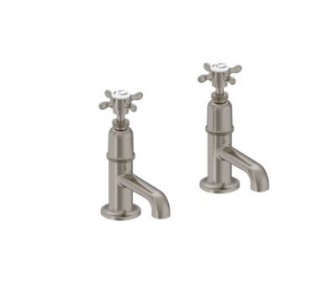 Burlington Guild Basin Pillar Taps (2 Tapholes) Brushed Nickel [GU150DNL]