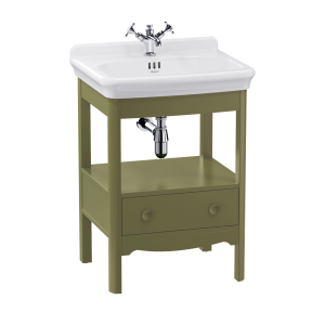 Burlington Guild Floor Standing Vanity Unit 620mm (Wash Basin & Worktop NOT Included) Carlyle Green [GU6500DCGFS]