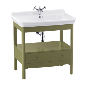 Burlington Guild Floor Standing Vanity Unit 850mm (Wash Basin & Worktop NOT Included) Carlyle Green [GU8500DCGFS]