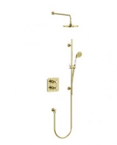 Burlington Guild Thermo Concealed Diverter Shower Valve Pack with Additional Accessories (Dual Outlet) Gold [GUSHOWERPACKQ4G]