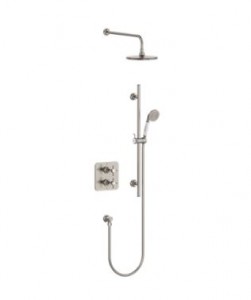 Burlington Guild Thermo Concealed Diverter Shower Valve Pack with Additional Accessories (Dual Outlet) Brushed Nickel [GUSHOWERPACKQ4L]