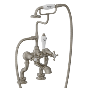 Burlington Claremont Regent Deck Mounted Bath Shower Mixer Tap (2 Tapholes) Brushed Nickel [CLR15QTBNKL]