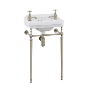 Burlington Cloakroom Basin Wash Stand 500 x 273 x 741mm Brushed Nickel (Basin NOT Included) [T21ABNKL]