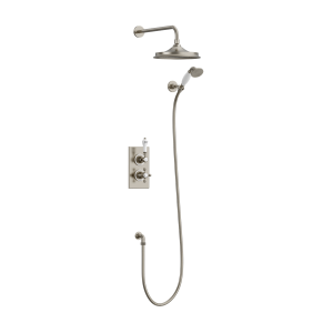 Burlington Trent Thermostatic Concealed Diverter Shower Valve (2 Outlets) with Fixed Shower Arm Brushed Nickel (Shower Head NOT Included) [TF2SBNKL]