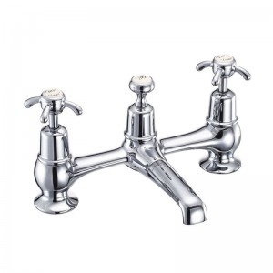 Burlington AN10MED Anglesey Bridge Basin Mixer with Plug & Chain Waste & Swivel Spout Chrome (Medici Indicies)