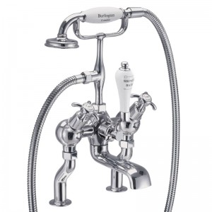 Burlington AN19 Anglesey Deck Mounted Angled Bath Shower Mixer with S Adjuster Chrome (White Indicies)