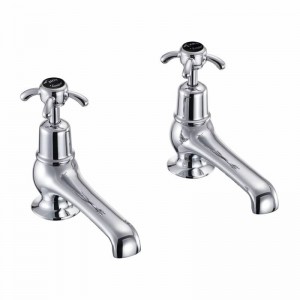 Burlington AN3BLA Anglesey Bath Pillar Taps Chrome (Matt Black Indicies)