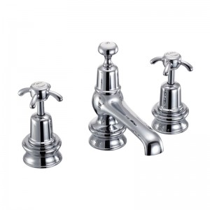Burlington ANR12 Anglesey Regent 3 Taphole Basin Mixer with Pop-Up Waste Chrome (White Indicies)