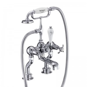 Burlington ANR15 Anglesey Regent Deck Mounted Bath Shower Mixer with S Adjuster Chrome (White Indicies)