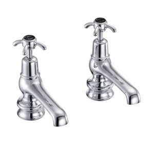 Burlington ANR2BLA Anglesey Regent Basin Pillar Tap 5(in) Chrome (Matt Black Indicies)