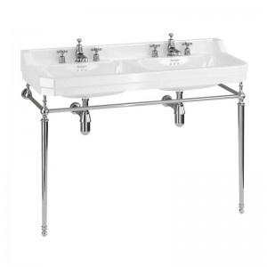 Burlington B212TH Edwardian 1200mm Double Washstand Basin 2 Tapholes White (Washstand NOT Included)