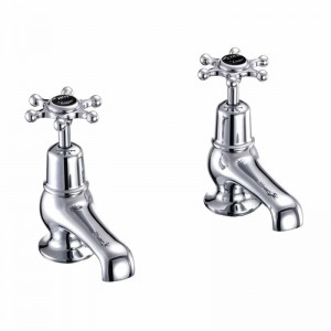 Burlington BI1BLA Birkenhead Cloakroom Basin Pillar Taps Chrome with Matt Black Indicies