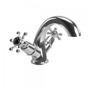 Burlington BI45QTBLA Birkenhead Quarter Turn Basin Mixer Chrome (Matt Black Indicies)