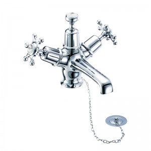 Burlington BI5 Birkenhead Basin Mixer Chrome inc. Plug & Chain with High Central Indice (White)