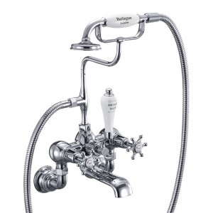 Burlington BIR17 Birkenhead Regent Wall Mounted Bath Shower Mixer with S Adjuster Chrome (White Indicies)