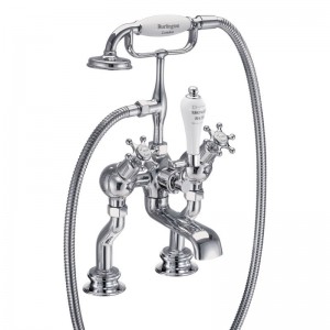 Burlington BIR19WAL Birkenhead Regent Deck Mounted Angled Bath Shower Mixer with S Adjuster Chrome (Walnut Indicies)
