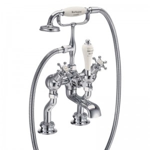 Burlington BIR19MED Birkenhead Regent Deck Mounted Angled Bath Shower Mixer with S Adjuster Chrome (Medici Indicies)