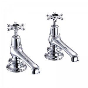 Burlington BIR3BLA Birkenhead Regent Bath Pillar Taps Chrome (Matt Black Indicies)