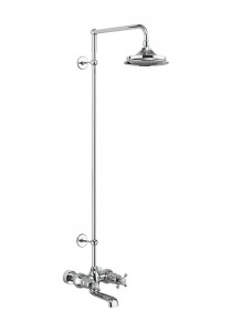 Burlington BT2WS Tay Wall Mounted Thermostatic Bath Shower Mixer with Rigid Riser & Swivel Shower Arm Chrome/White (Shower Head NOT Included)