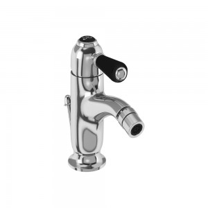 Burlington CH23BLA Chelsea Curved Spout Monobloc Bidet Mixer with Pop-Up Waste Chrome & Matt Black Tap Lever