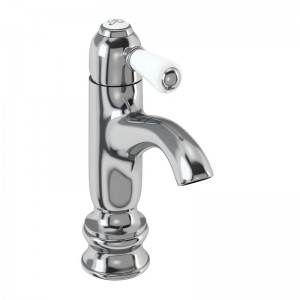 Burlington CHR21BLA Chelsea Regent Curved Spout Monobloc Basin Mixer Chrome with Matt Black Tap Lever