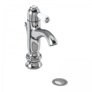 Burlington CHR22BLA Chelsea Regent Curved Spout Monobloc Basin Mixer with Pop-Up Waste Chrome & Matt Black Tap Lever