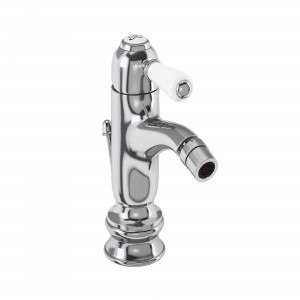 Burlington CHR23 Chelsea Regent Curved Spout Monobloc Bidet Mixer with Pop-Up Waste Chrome & White Tap Lever