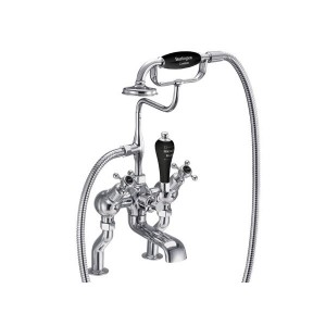 Burlington CL19BLA Claremont Deck Mounted Angled Bath Shower Mixer with S Adjuster Chrome with Matt Black Indicies